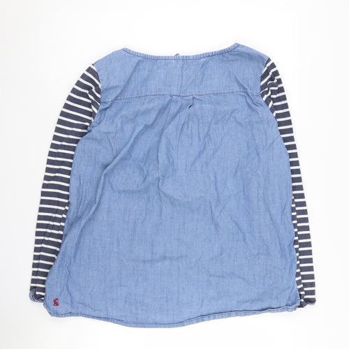 Joules Women's Blue Striped T-Shirt, Size 18