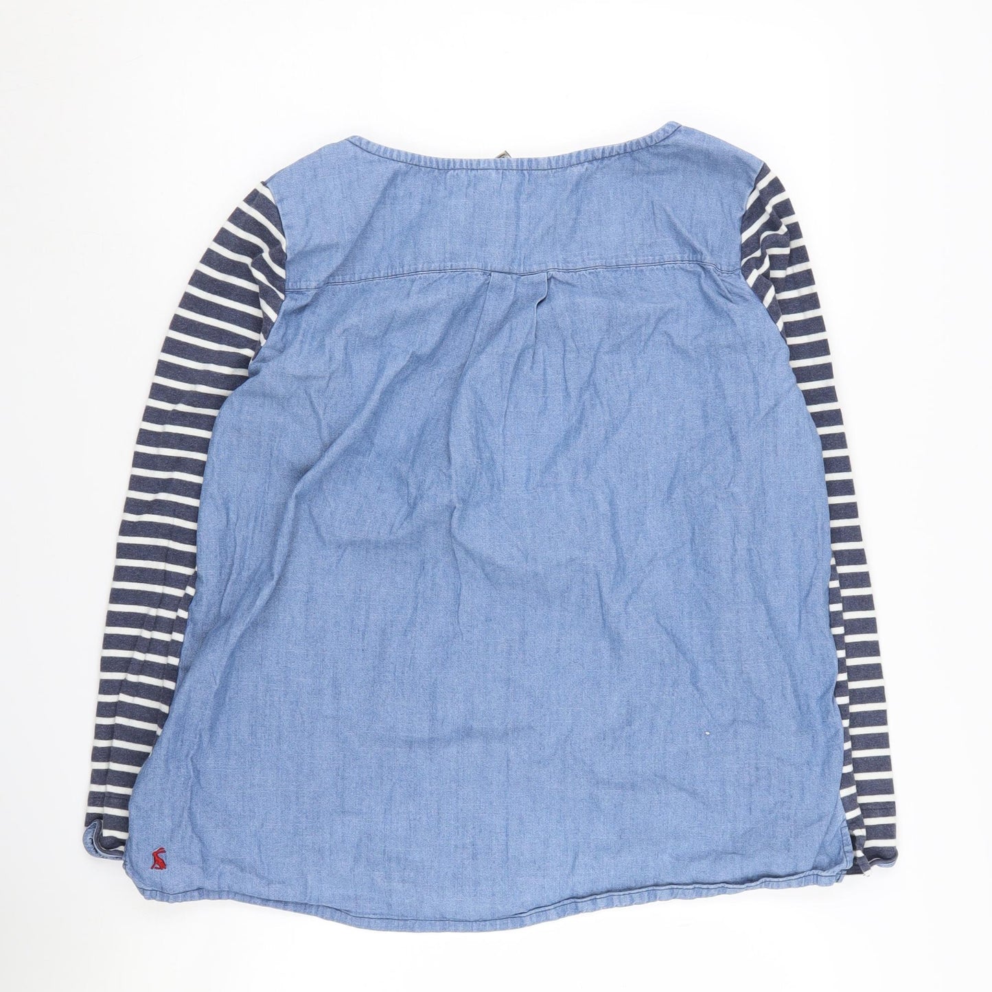 Joules Women's Blue Striped T-Shirt, Size 18