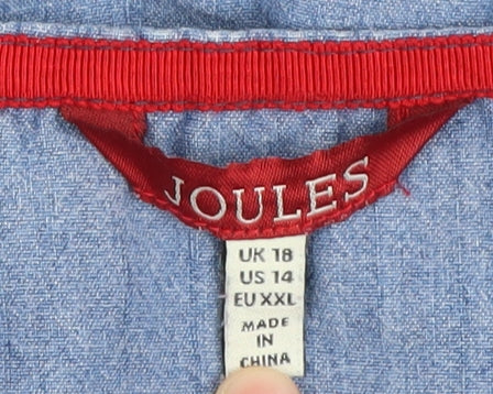 Joules Women's Blue Striped T-Shirt, Size 18