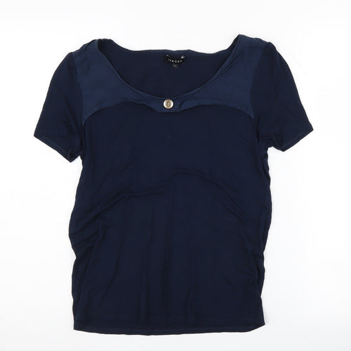 Jaeger Women's Blue T-Shirt S Scoop Neck Button Casual
