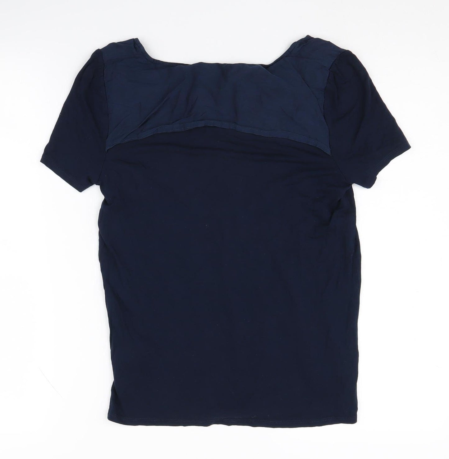 Jaeger Women's Blue T-Shirt S Scoop Neck Button Casual