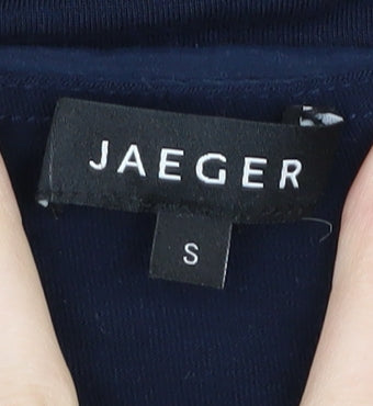 Jaeger Women's Blue T-Shirt S Scoop Neck Button Casual