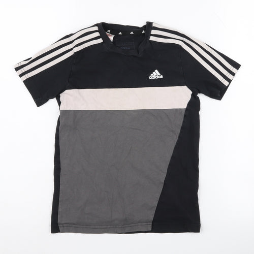 Adidas Boys Black Colourblock T-Shirt 9-10 Years