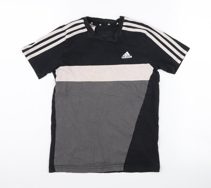 Adidas Boys Black Colourblock T-Shirt 9-10 Years
