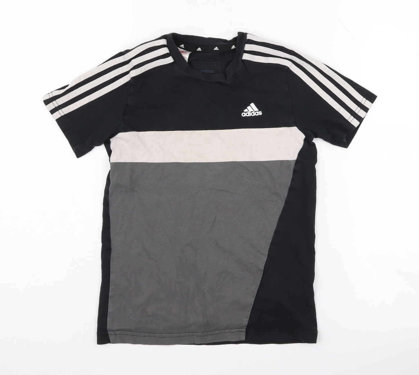 Adidas Boys Black Colourblock T-Shirt 9-10 Years