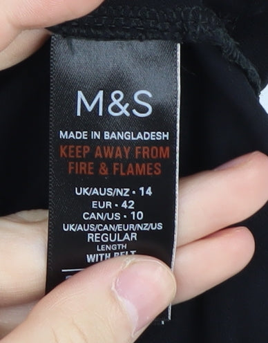 Marks and Spencer Women's Black V-Neck Dress Size 14
