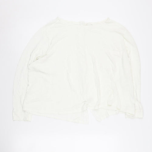 Poetry Women's White Linen Cotton Cardigan, Size 20