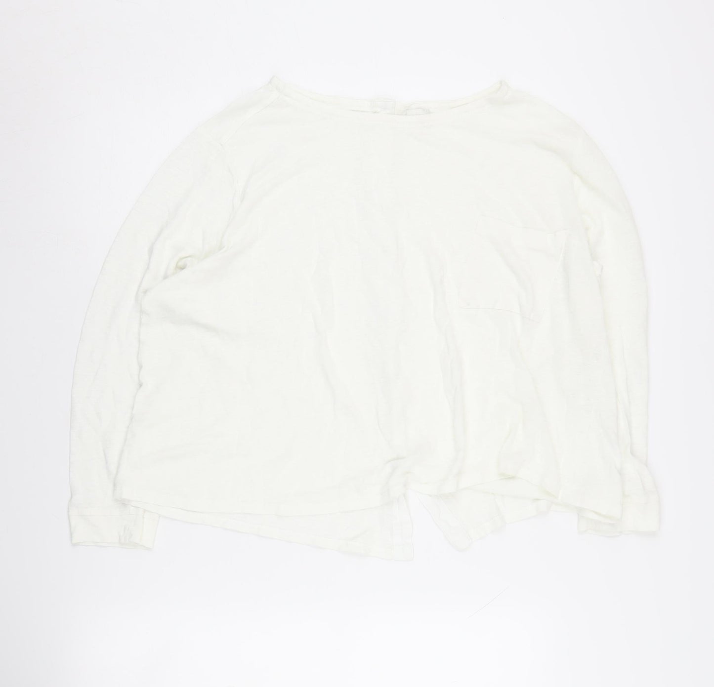 Poetry Women's White Linen Cotton Cardigan, Size 20