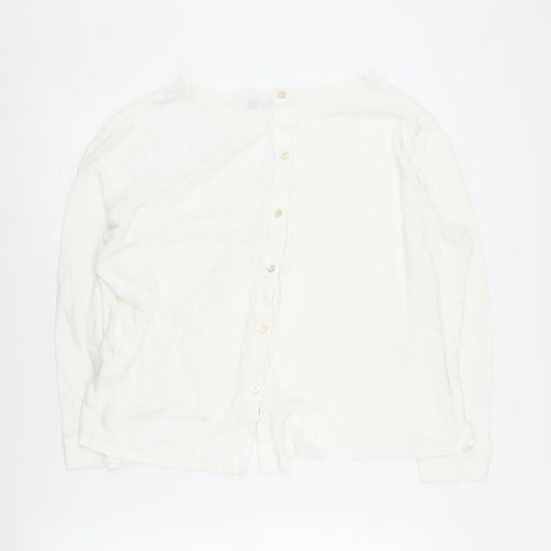 Poetry Women's White Linen Cotton Cardigan, Size 20