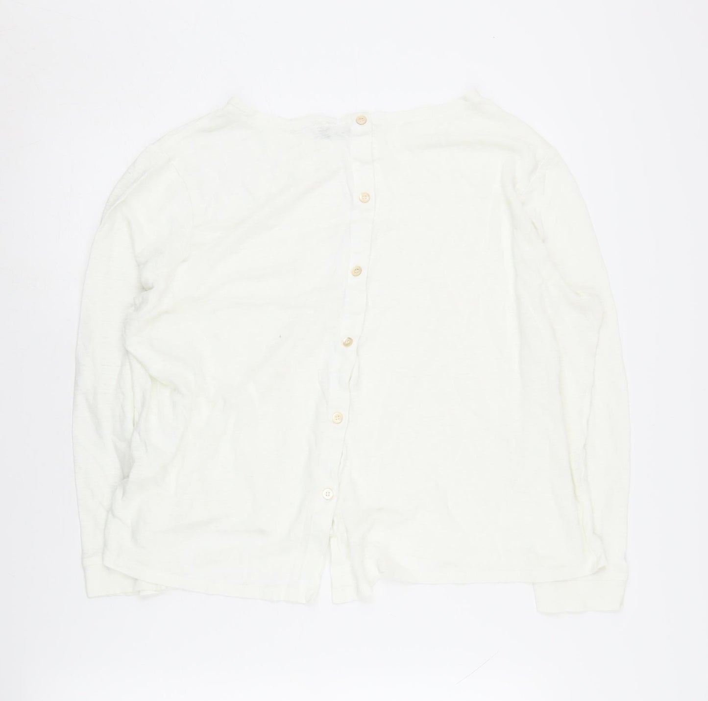 Poetry Women's White Linen Cotton Cardigan, Size 20