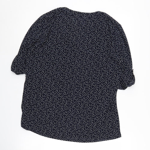 Anne Klein Women's Blue Polka Dot Blouse, Size L