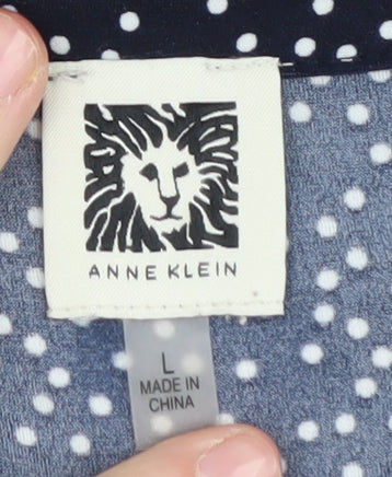 Anne Klein Women's Blue Polka Dot Blouse, Size L