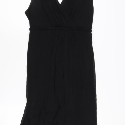 Wallis Women's Black Sleeveless V-Neck Dress - Size 14