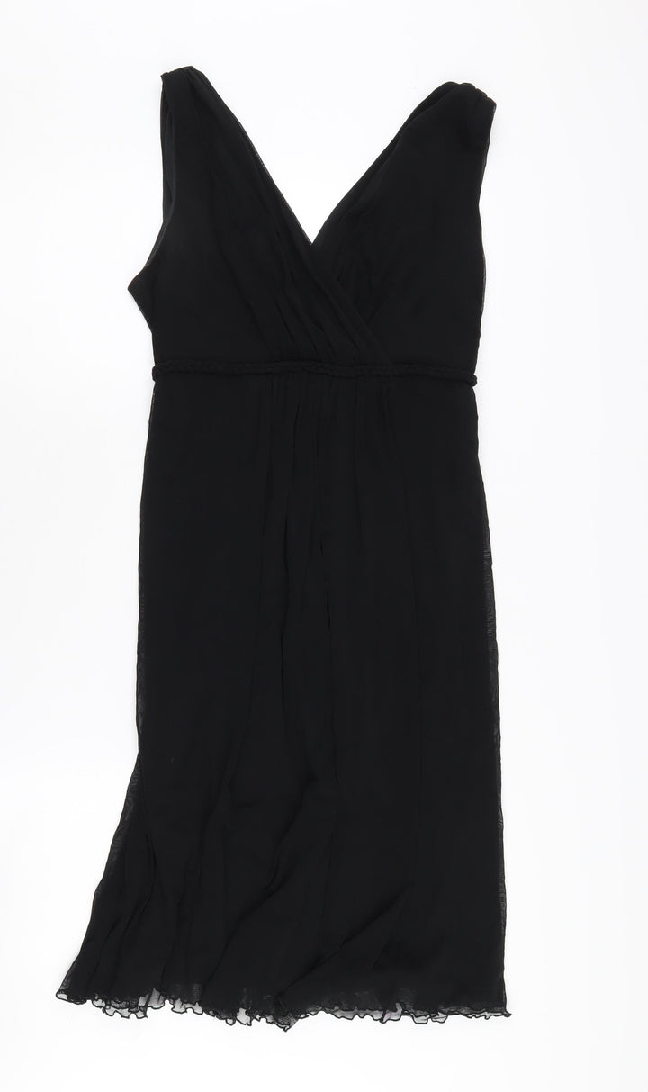 Wallis Women's Black Sleeveless V-Neck Dress - Size 14