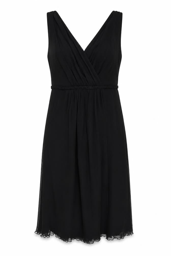 Front view of Wallis Women's Black Sleeveless V-Neck Dress -, size 14