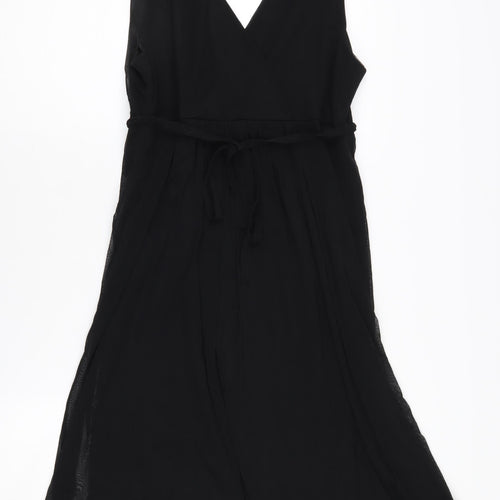 Wallis Women's Black Sleeveless V-Neck Dress - Size 14