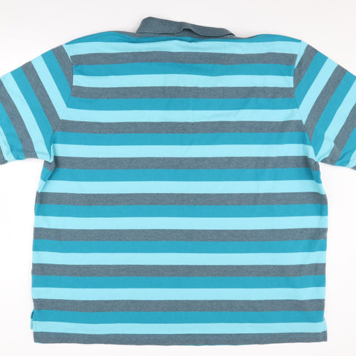 Slazenger Men's Blue Striped Polo, Size 2XL