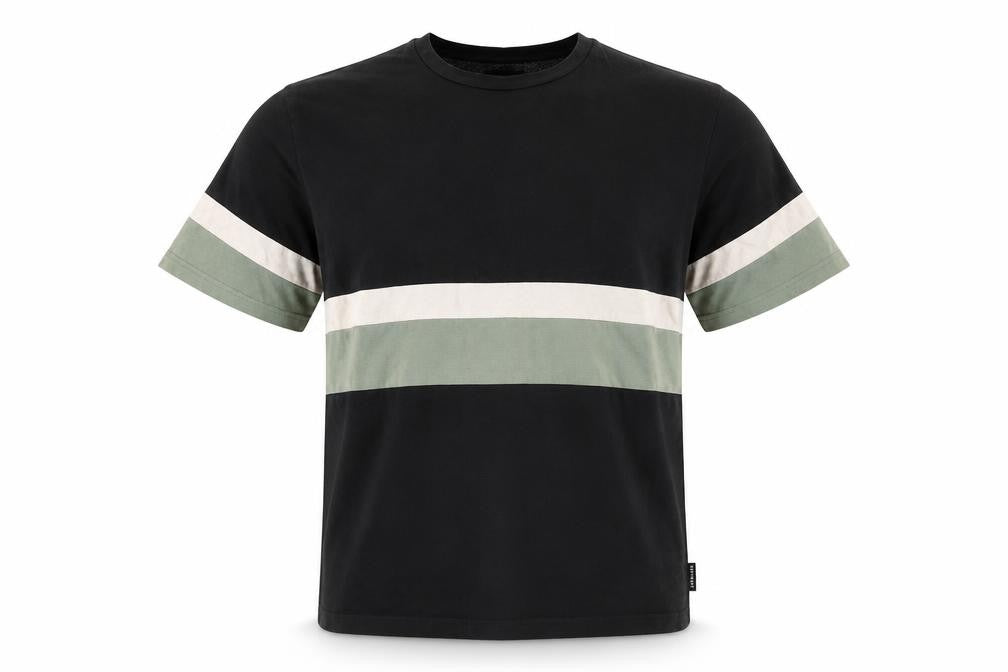 Front view of D/Struct Men's XL Black Colourblock T-Shirt