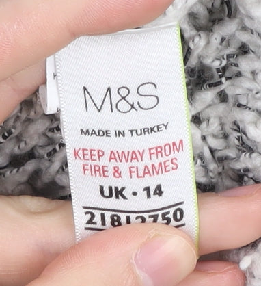 Marks and Spencer Women's Grey Chunky-Knit Cardigan Size 14