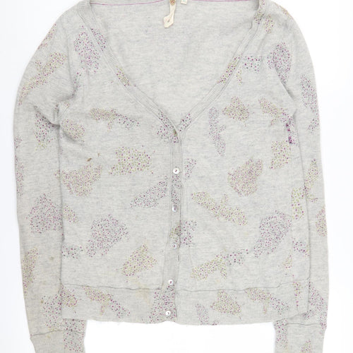 White Stuff Women's Grey Floral Cardigan Size 10