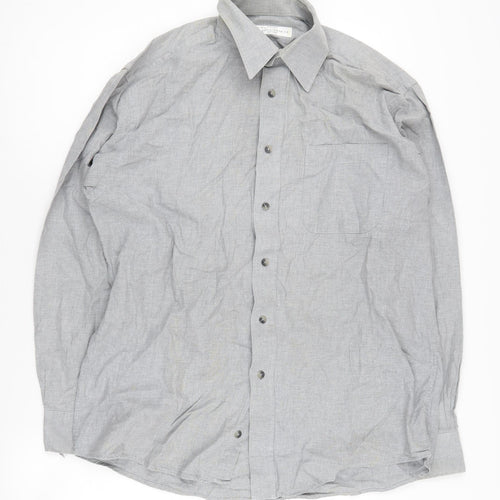 Marks and Spencer Men's Grey Long Sleeve Shirt Size 16