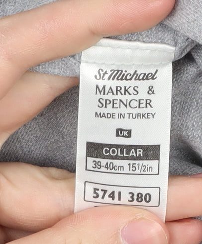 Marks and Spencer Men's Grey Long Sleeve Shirt Size 16