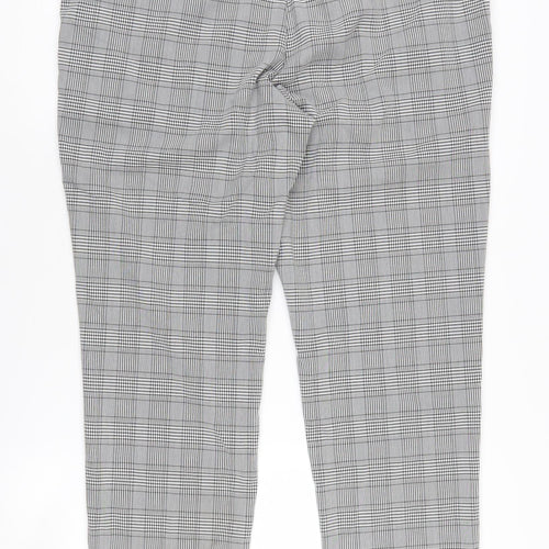 H&M Men's Grey Check Trousers - Size L, Casual Wear