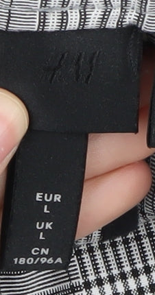 H&M Men's Grey Check Trousers - Size L, Casual Wear