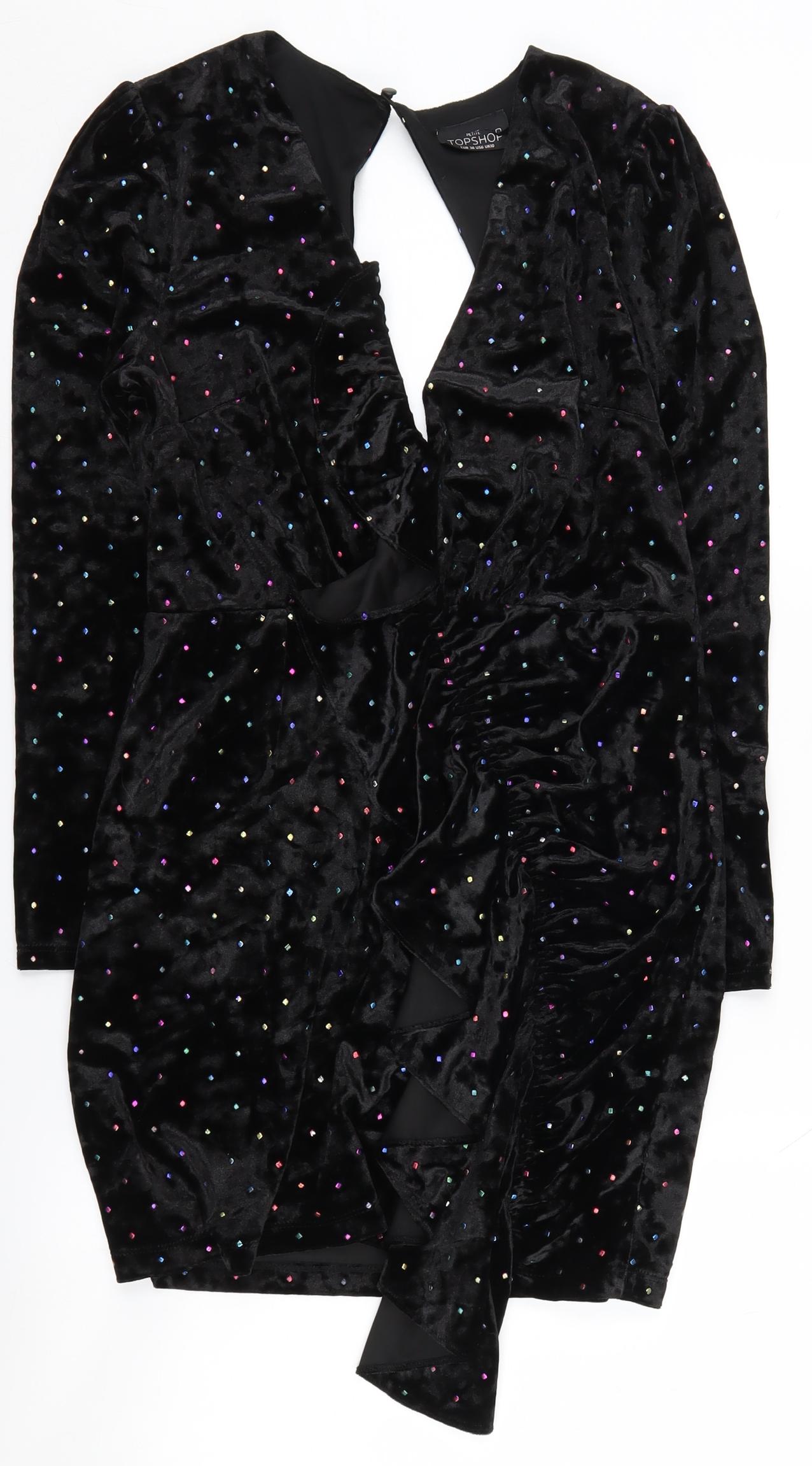 Topshop Petite Black Bodycon Dress, Size 10, Party Ready