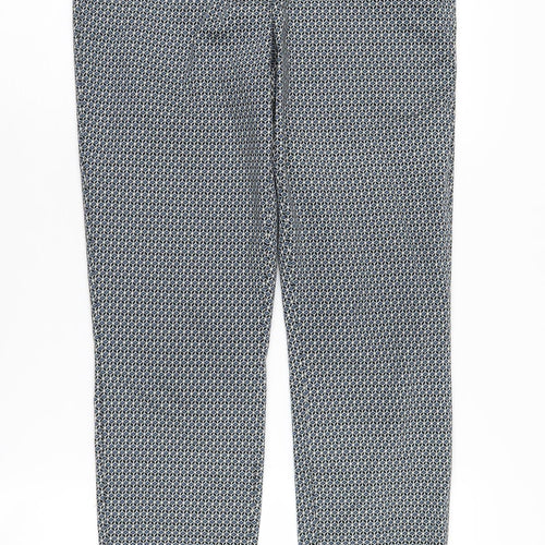 H&M Women's Geometric Blue Cropped Trousers Size 10