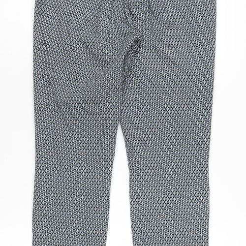 H&M Women's Geometric Blue Cropped Trousers Size 10