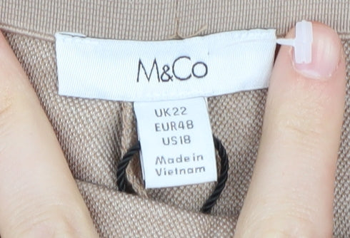 M&Co Women's Beige Straight Leg Trousers, Size 22