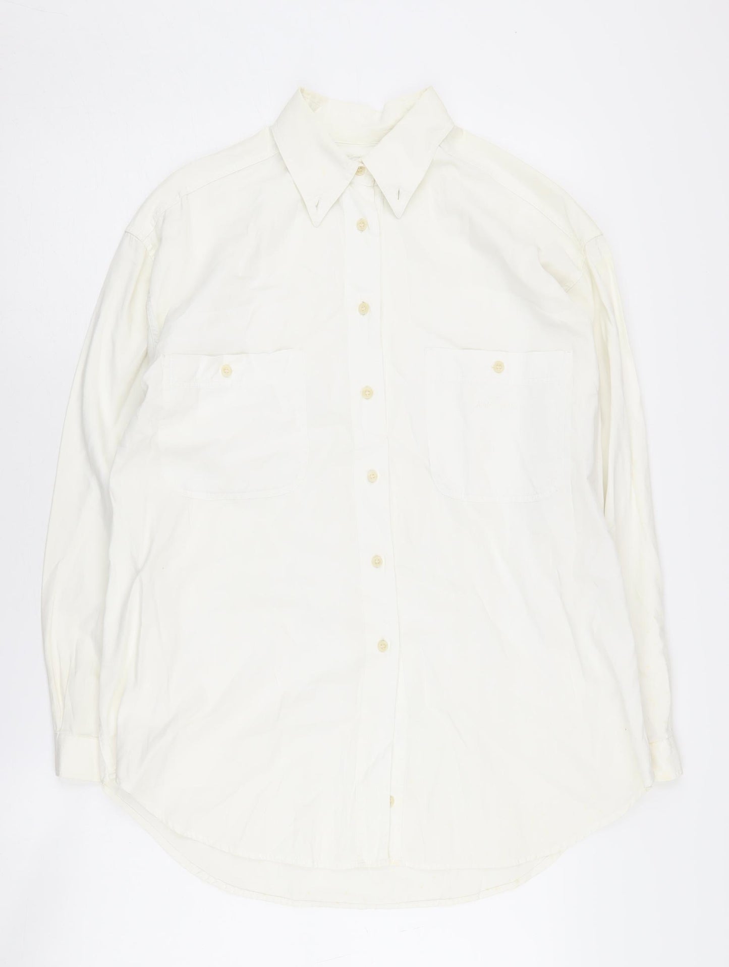 Armani Jeans Men's Ivory Button-Up Shirt Small