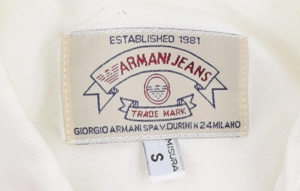 Armani Jeans Men's Ivory Button-Up Shirt Small