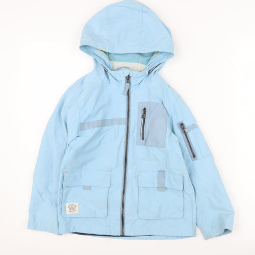 Next Boys Blue Hooded Jacket 5-6 Years with Zip Pockets