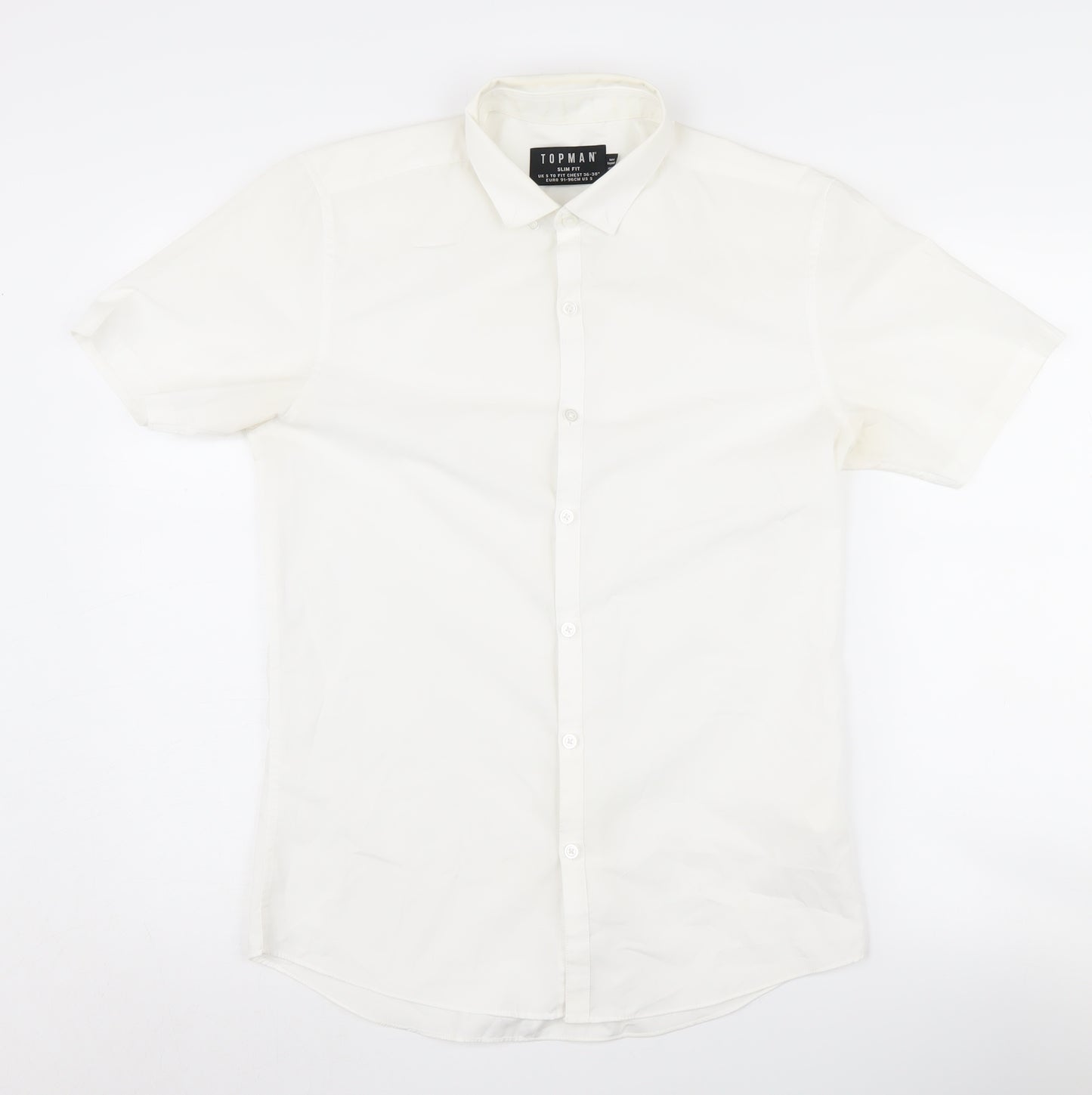 Topman Men's White Slim Fit Button-Up Shirt S