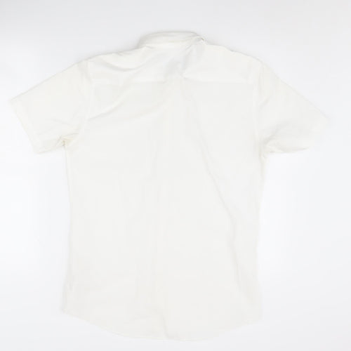 Topman Men's White Slim Fit Button-Up Shirt S