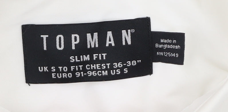 Topman Men's White Slim Fit Button-Up Shirt S