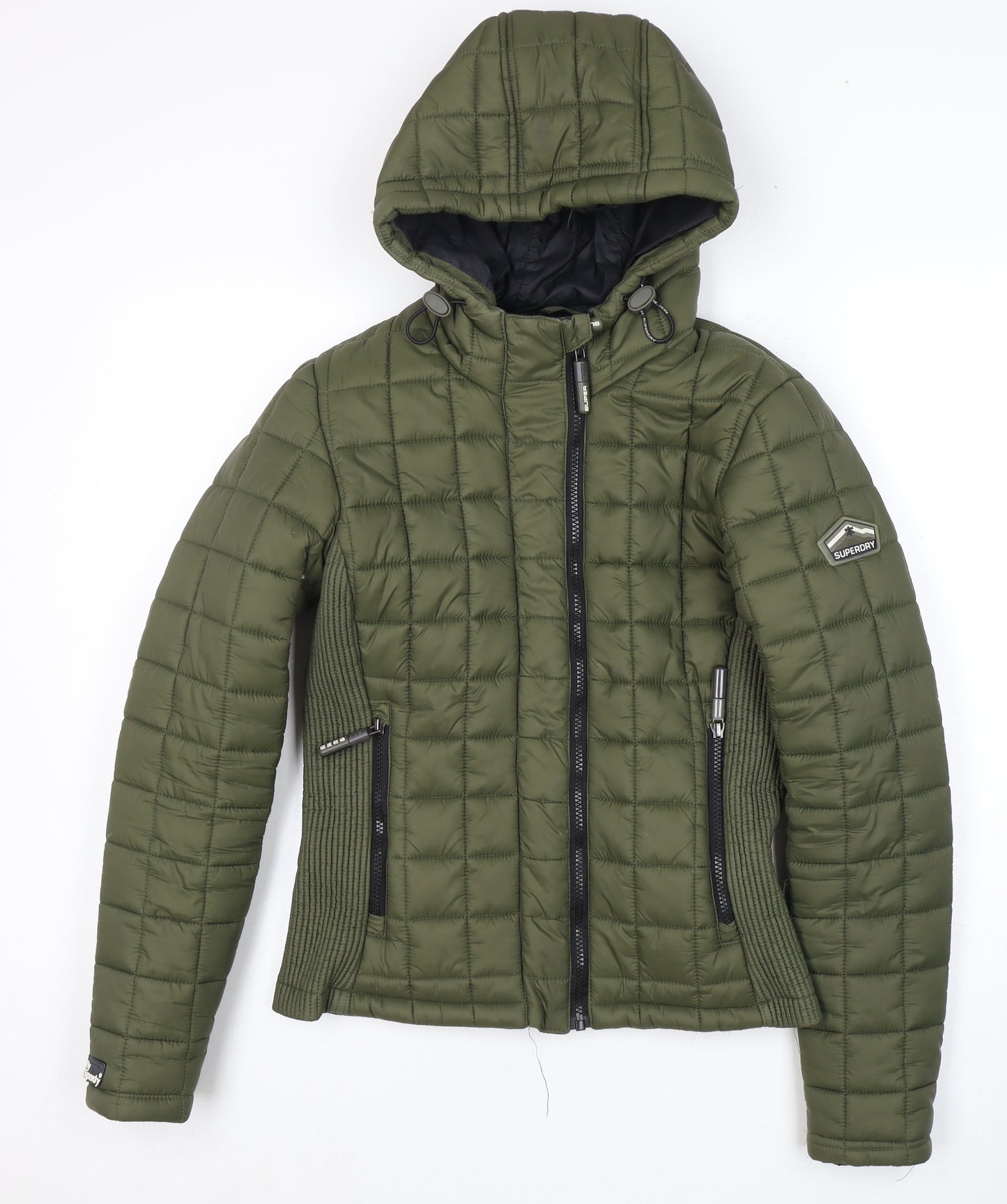 Superdry Women's Green Puffer Jacket, S, Hooded