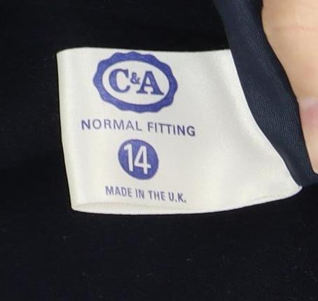 C&A Women's Black Belted Mid-Length Coat Size 14