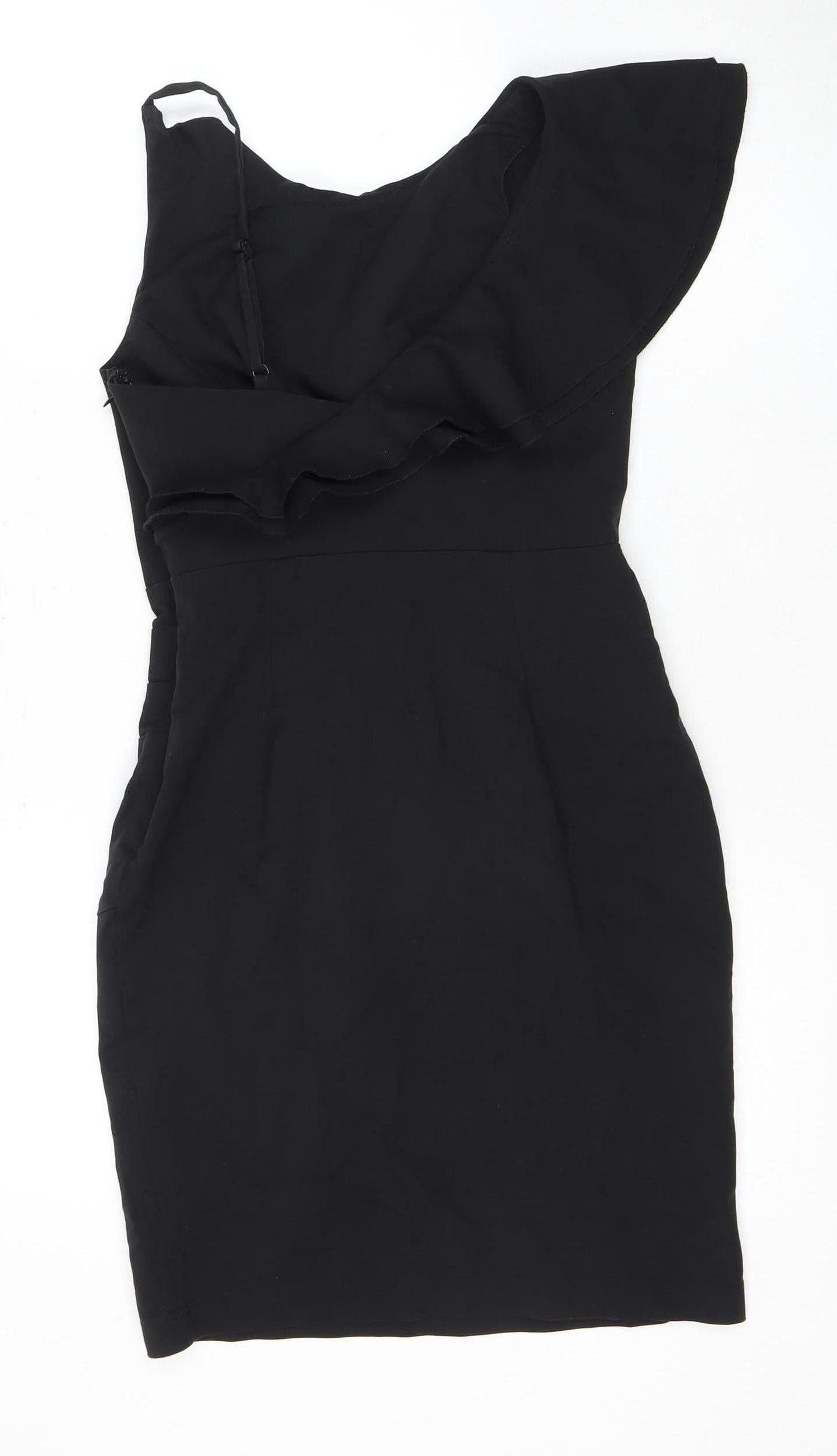 Lipsy Women's Black One Shoulder Sheath Dress UK 10