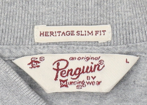 Original Penguin Men's Grey Slim Polo Shirt L