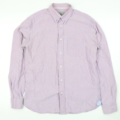 Marks and Spencer Men's Striped Shirt, Multicoloured, S