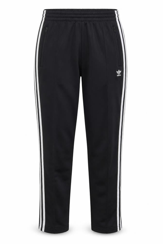 Front view of Adidas unisex black track pants, size 10, athletic style