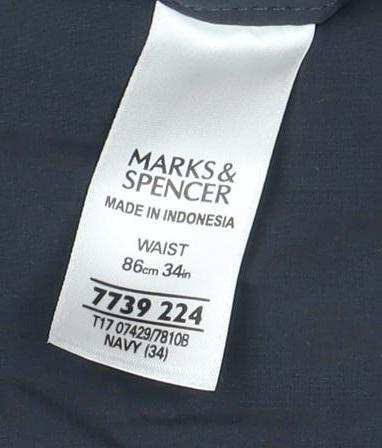 Marks and Spencer Men's Blue Cargo Shorts, Size M
