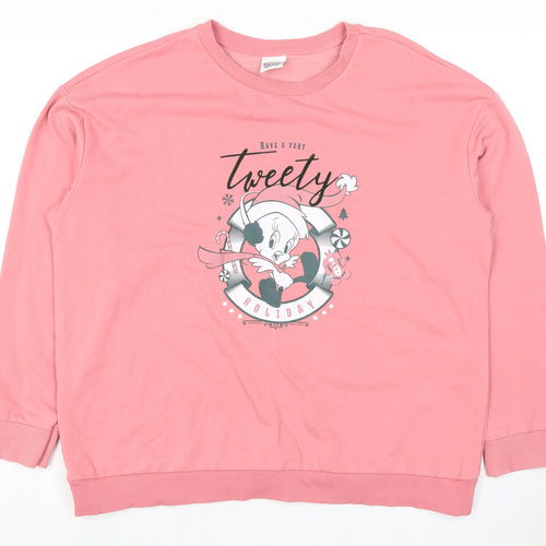 Looney Tunes Women's Pink Graphic Pullover Sweatshirt L