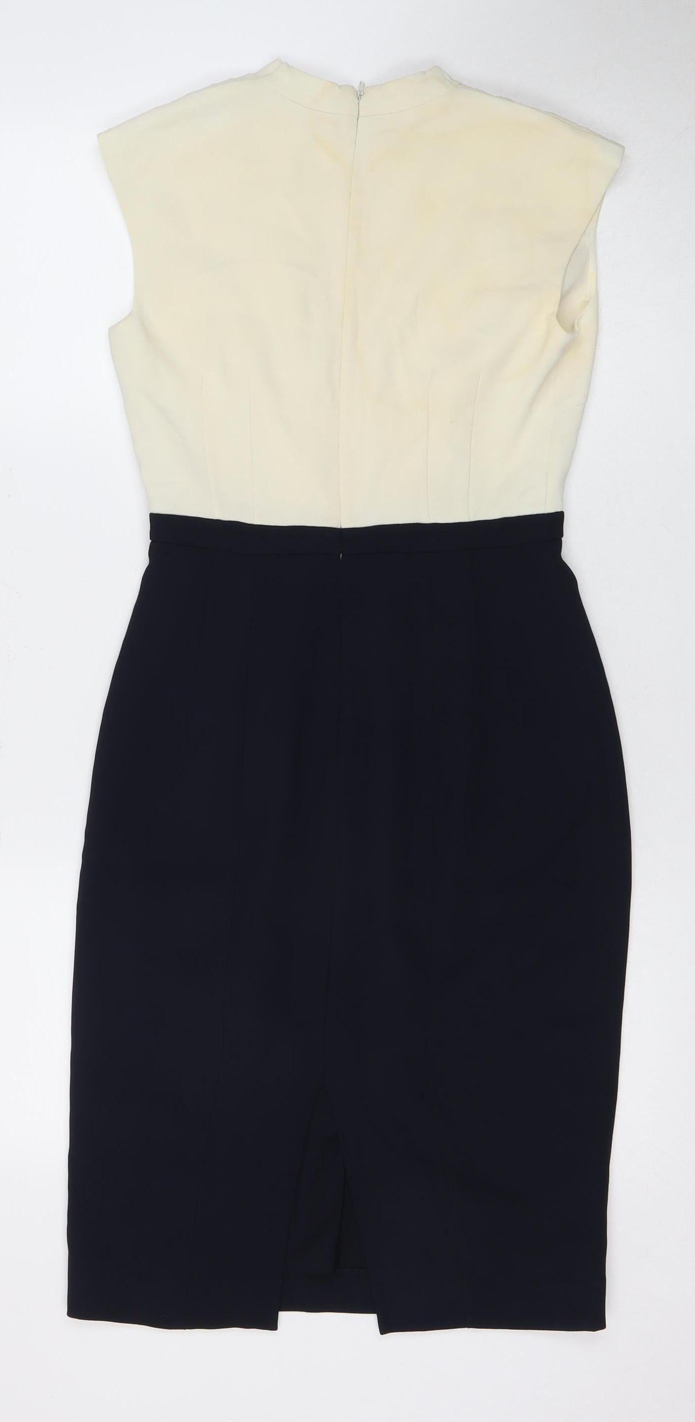 Hobbs Women's Black & White Sheath Dress Size 8