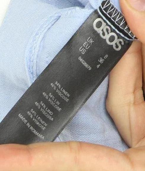 ASOS Women's Blue Regular Fit Linen Trousers