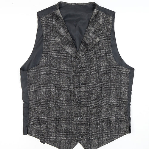 C&A Men's Grey Check Waistcoat, Size 40R