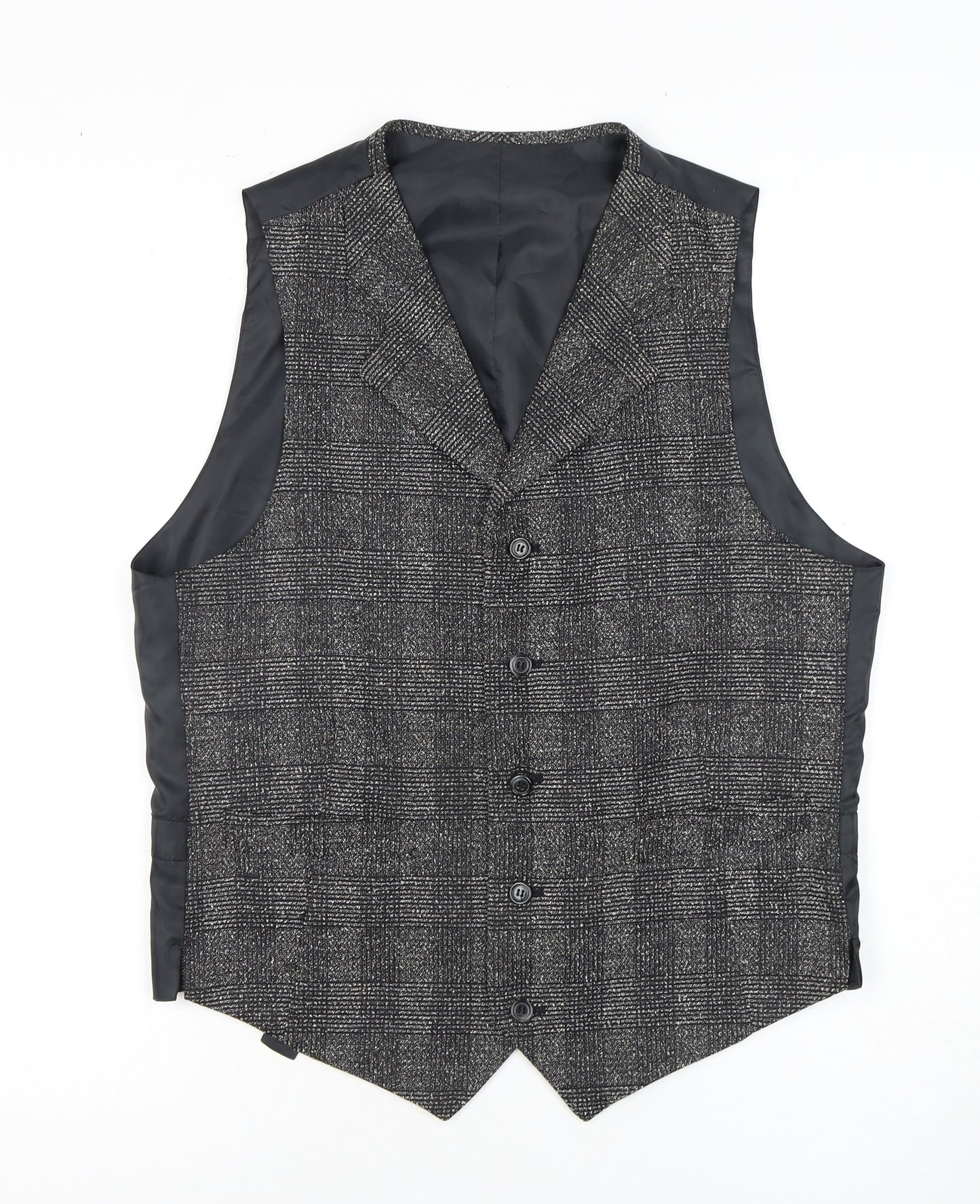 C&A Men's Grey Check Waistcoat, Size 40R
